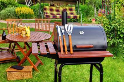 Grilling equipment in backyard