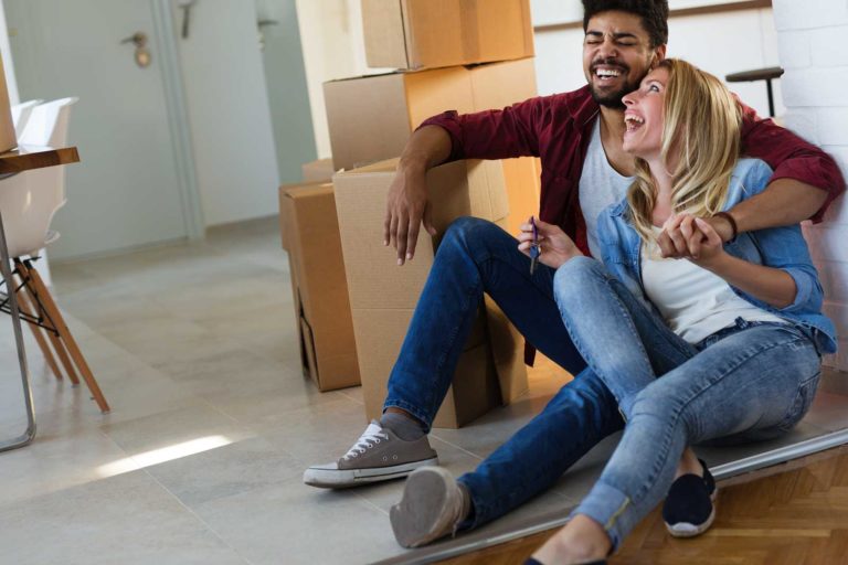Couple happy after moving in