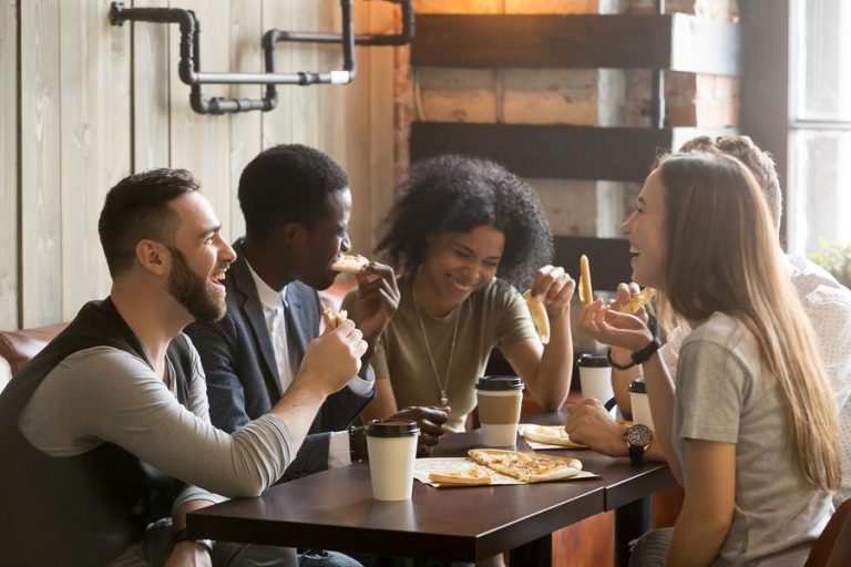 Friends enjoying lunch together