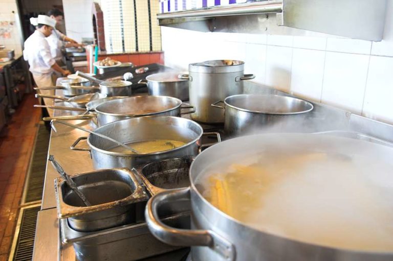 Restaurant food being cooked