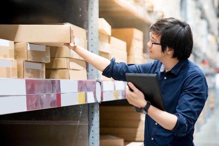 Man organizing inventory