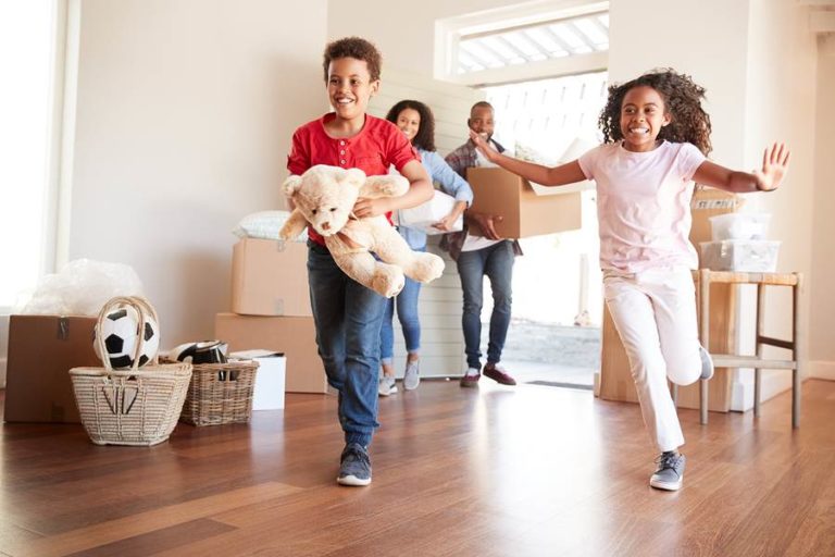 Family running into new home