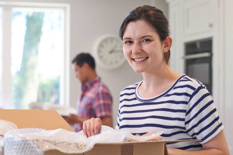 Lady moving box