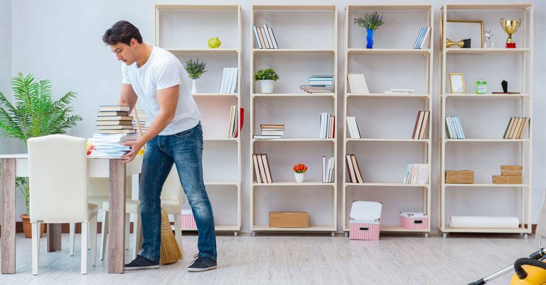 A man cleans his home