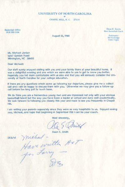 Michael Jordan Recruiting Letter