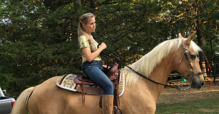 Nina Pemberton sits on her horse.