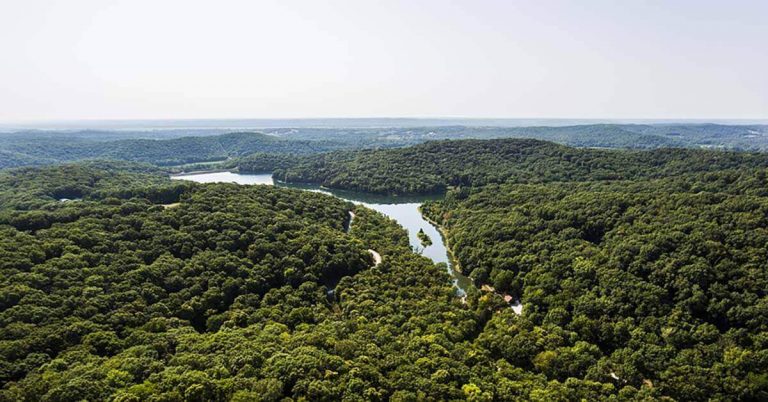An aerial view of the forests of Mid-Missouri.