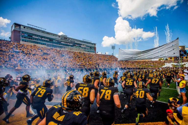 Mizzou football team storms the field