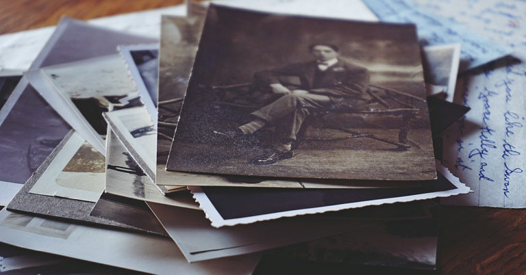 a pile of old photographs