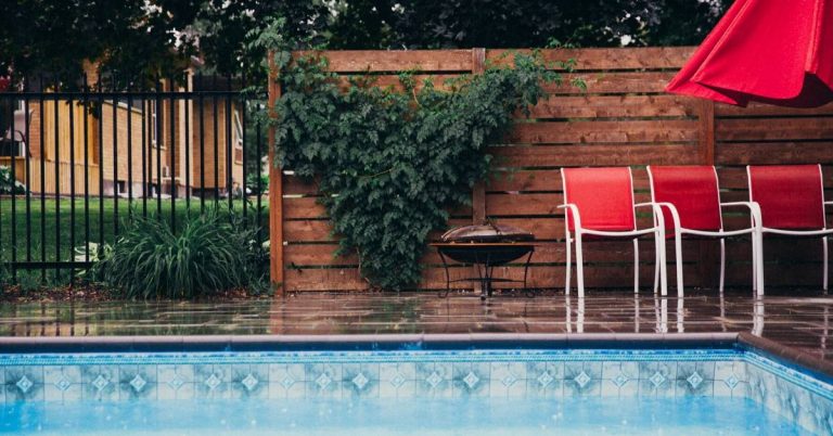 swimming pool and patio