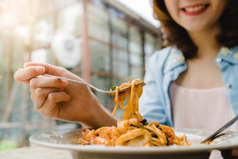 Girl enjoying yummy food