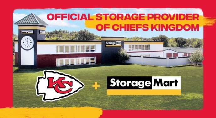 StorageMart building with StorageMart and Chiefs logos