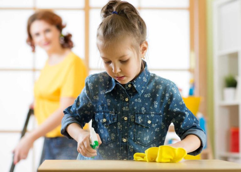 Kid cleaning