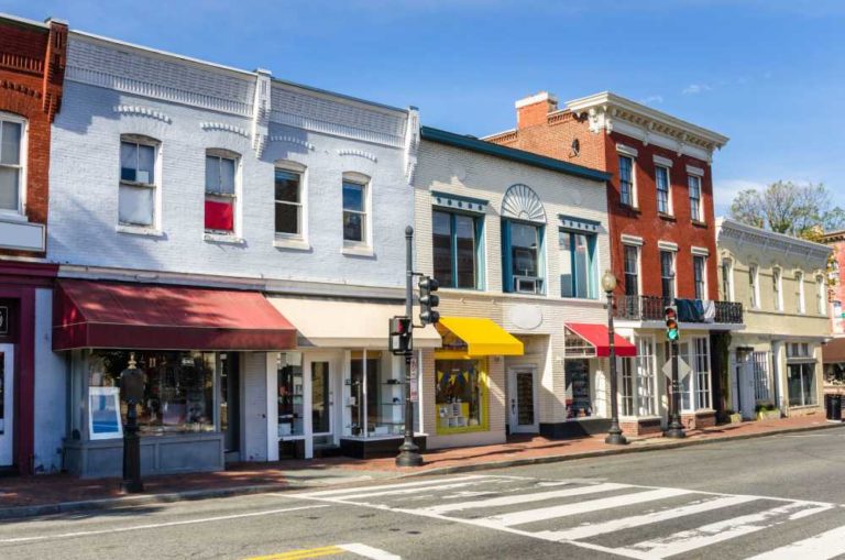 Small downtown storefronts