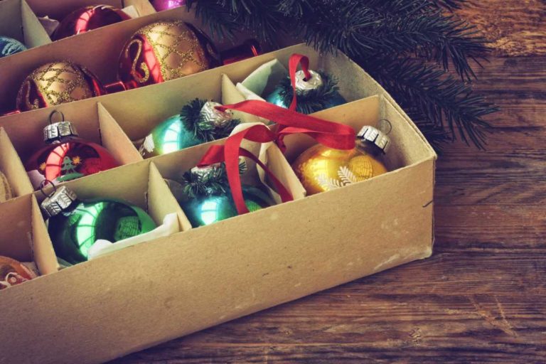 Box of Christmas Ornaments