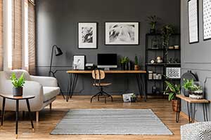 A spare bedroom converted into a home office.