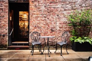 A small patio set.