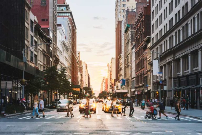 NYC busy downtown street